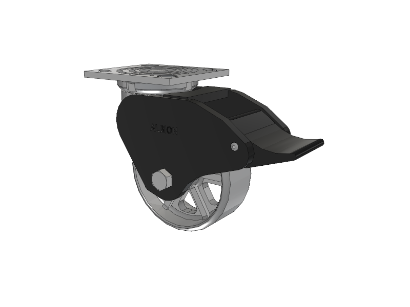 16 Series Top Plate Swivel Caster with 5 x 2 Grey Enamel CA - Cast Iron Wheel and Total Lock Brake