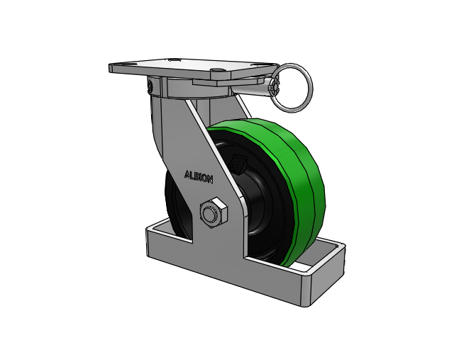 410 Series Top Plate Swivel Caster with 8 x 3 Green Tread on Black Cast Iron Core PY - Polyurethane (Cast Iron Core) Wheel