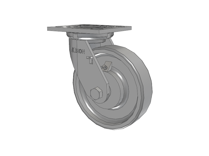 16 Series Top Plate Swivel Caster with 6 x 1.5 Grey Enamel CA - Cast Iron Wheel
