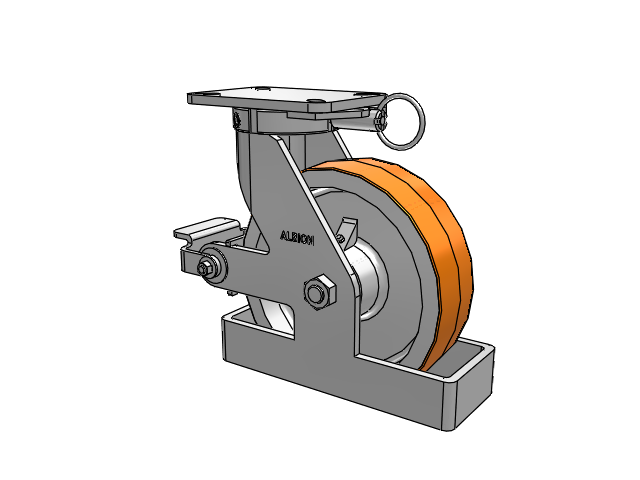 410 Series Top Plate Swivel Caster with 10 x 3 Red-Orange Tread on Cast Iron Core PY - Polyurethane 80A (Cast Iron Core) Wheel and Poly Cam Brake