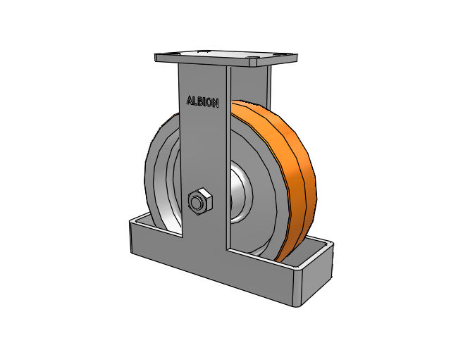 410 Series Top Plate Rigid Caster with 10 x 3 Red-Orange Tread on Cast Iron Core PY - Polyurethane 80A (Cast Iron Core) Wheel