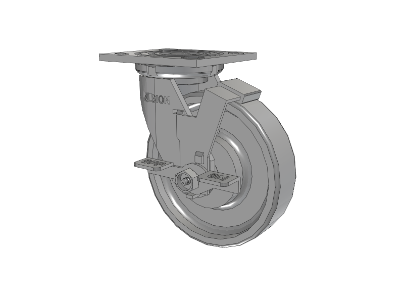 16 Series Top Plate Swivel Caster with 6 x 1.5 Grey Enamel CA - Cast Iron Wheel and Face Brake