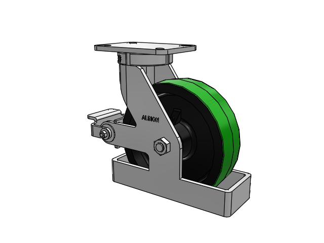 410 Series Top Plate Swivel Caster with 10 x 3 Green Tread on Black Cast Iron Core PY - Polyurethane (Cast Iron Core) Wheel and Poly Cam Brake