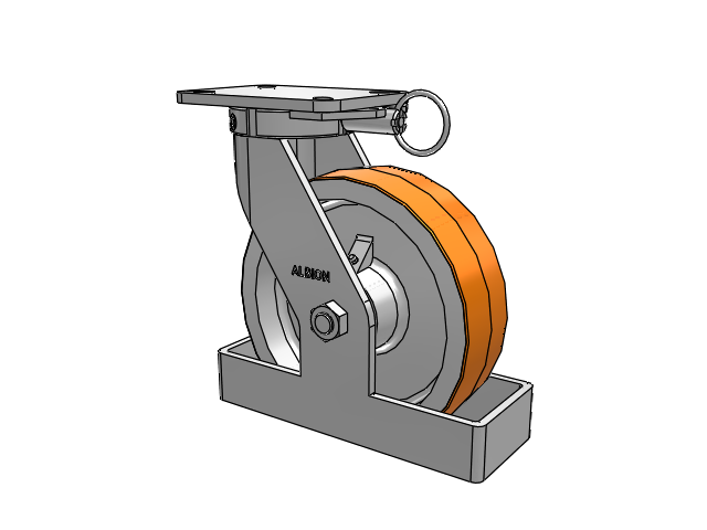 410 Series Top Plate Swivel Caster with 10 x 3 Red-Orange Tread on Cast Iron Core PY - Polyurethane 80A (Cast Iron Core) Wheel