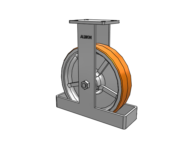 410 Series Top Plate Rigid Caster with 12 x 3 Red-Orange Tread on Cast Iron Core PY - Polyurethane 80A (Cast Iron Core) Wheel