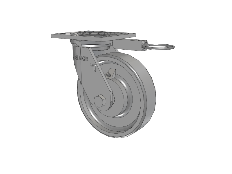 16 Series Top Plate Swivel Caster with 6 x 1.5 Grey Enamel CA - Cast Iron Wheel