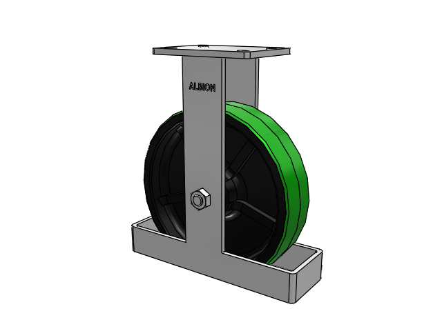410 Series Top Plate Rigid Caster with 12 x 3 Green Tread on Black Cast Iron Core PY - Polyurethane (Cast Iron Core) Wheel