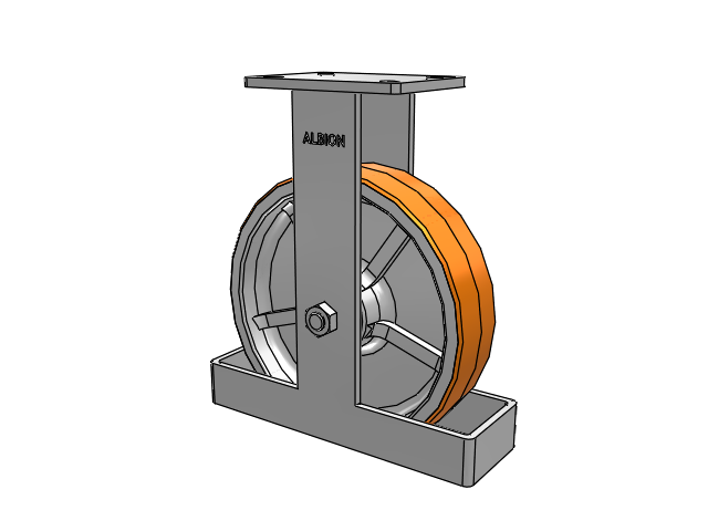 410 Series Top Plate Rigid Caster with 12 x 3 Red-Orange Tread on Cast Iron Core PY - Polyurethane 80A (Cast Iron Core) Wheel