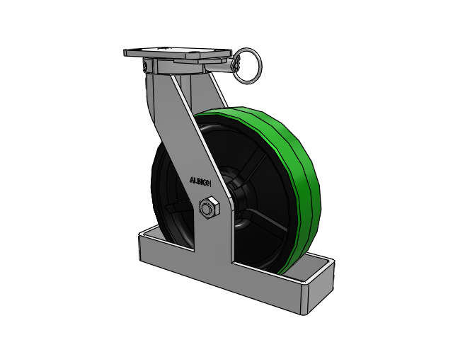 410 Series Top Plate Swivel Caster with 12 x 3 Green Tread on Black Cast Iron Core PY - Polyurethane (Cast Iron Core) Wheel