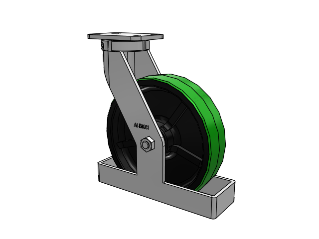 410 Series Top Plate Swivel Caster with 12 x 3 Green Tread on Black Cast Iron Core PY - Polyurethane (Cast Iron Core) Wheel