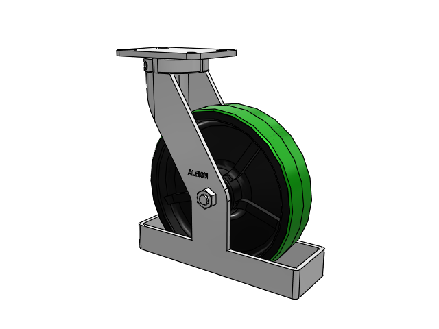 410 Series Top Plate Swivel Caster with 12 x 3 Green Tread on Black Cast Iron Core PY - Polyurethane (Cast Iron Core) Wheel