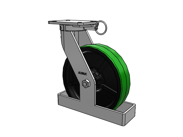 410 Series Top Plate Swivel Caster with 12 x 3 Green Tread on Black Cast Iron Core PY - Polyurethane (Cast Iron Core) Wheel
