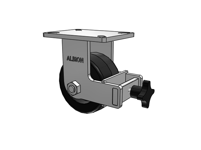 410 Series Top Plate Rigid Caster with 6 x 3 Black Phenolic Resin TM - Phenolic Wheel and Face Brake