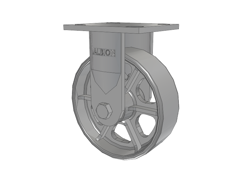 16 Series Top Plate Rigid Caster with 6 x 2 Grey Enamel CA - Cast Iron Wheel