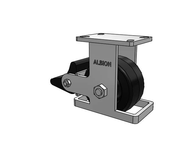 410 Series Top Plate Rigid Caster with 6 x 3 Black Phenolic Resin TM - Phenolic Wheel and Poly Lock Integrated Brake