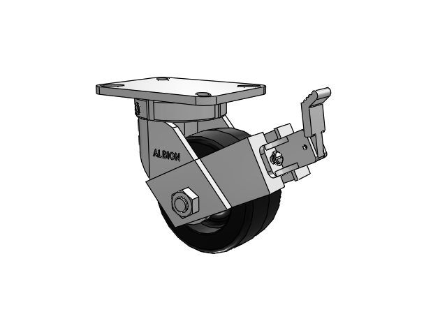 410 Series Top Plate Swivel Caster with 6 x 3 Black Phenolic Resin TM - Phenolic Wheel and Face Brake