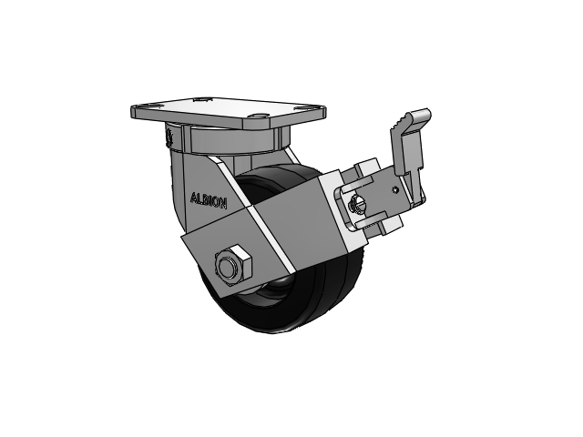 410 Series Top Plate Swivel Caster with 6 x 3 Black Phenolic Resin TM - Phenolic Wheel and Face Brake