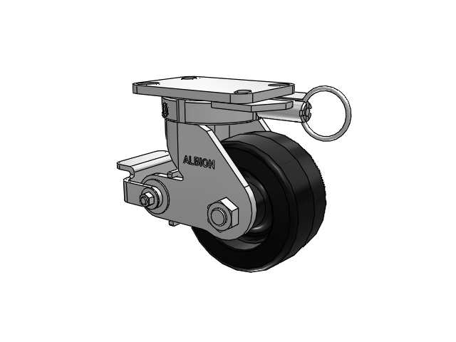 410 Series Top Plate Swivel Caster with 6 x 3 Black Phenolic Resin TM - Phenolic Wheel and Poly Cam Brake