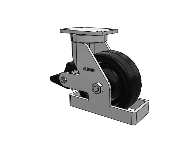410 Series Top Plate Swivel Caster with 8 x 3 Black Phenolic Resin TM - Phenolic Wheel and Poly Lock Integrated Brake
