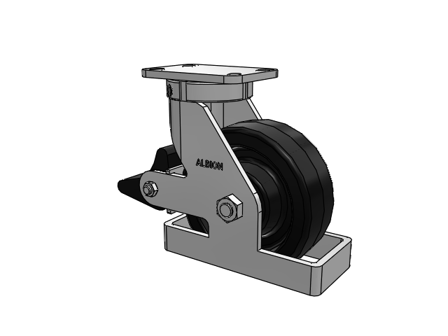 410 Series Top Plate Swivel Caster with 8 x 3 Black Phenolic Resin TM - Phenolic Wheel and Poly Lock Integrated Brake