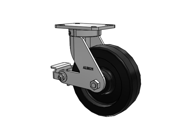 410 Series Top Plate Swivel Caster with 10 x 3 Black Phenolic Resin TM - Phenolic Wheel and Poly Cam Brake