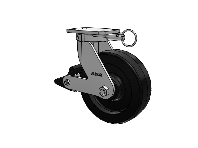 410 Series Top Plate Swivel Caster with 10 x 3 Black Phenolic Resin TM - Phenolic Wheel and Poly Lock Integrated Brake
