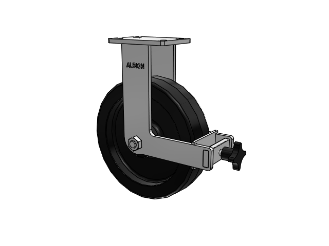 410 Series Top Plate Rigid Caster with 12 x 3 Black Phenolic Resin TM - Phenolic Wheel and Face Brake