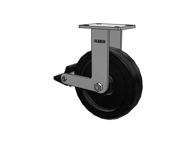 410 Series Top Plate Rigid Caster with 12 x 3 Black Phenolic Resin TM - Phenolic Wheel and Poly Lock Integrated Brake
