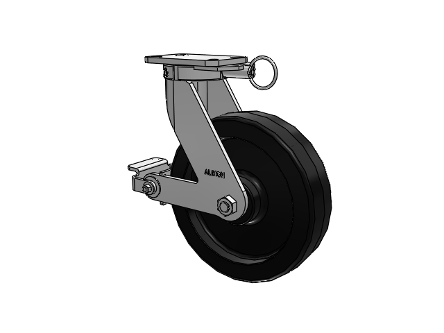 410 Series Top Plate Swivel Caster with 12 x 3 Black Phenolic Resin TM - Phenolic Wheel and Poly Cam Brake