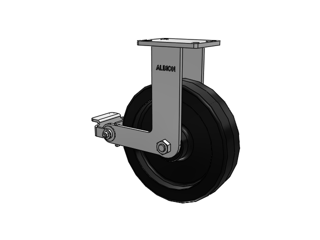 410 Series Top Plate Rigid Caster with 12 x 3 Black Phenolic Resin TM - Phenolic Wheel and Poly Cam Brake