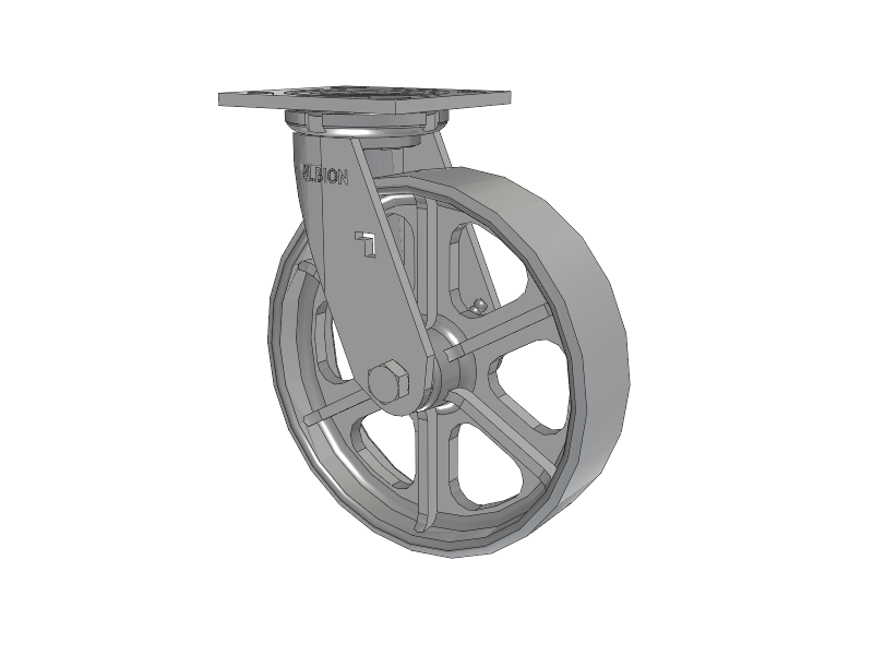 16 Series Top Plate Swivel Caster with 8 x 2 Grey Enamel CA - Cast Iron Wheel