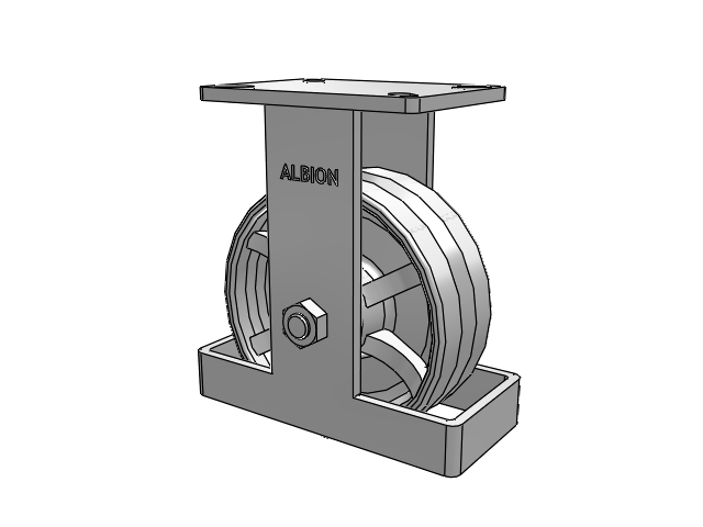 410 Series Top Plate Rigid Caster with 8 x 3 Silver Enamel Paint VG - Cast Iron V-Groove Wheel