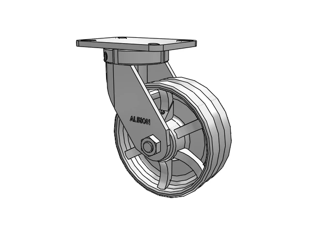 410 Series Top Plate Swivel Caster with 8 x 3 Silver Enamel Paint VG - Cast Iron V-Groove Wheel