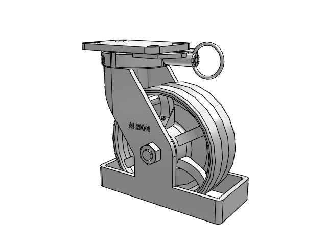 410 Series Top Plate Swivel Caster with 8 x 3 Silver Enamel Paint VG - Cast Iron V-Groove Wheel