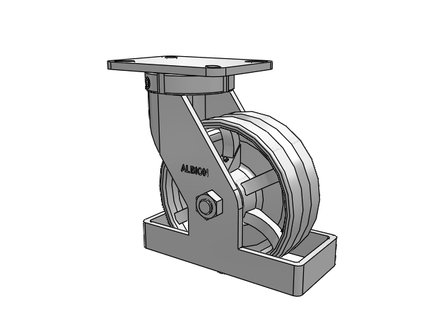 410 Series Top Plate Swivel Caster with 8 x 3 Silver Enamel Paint VG - Cast Iron V-Groove Wheel