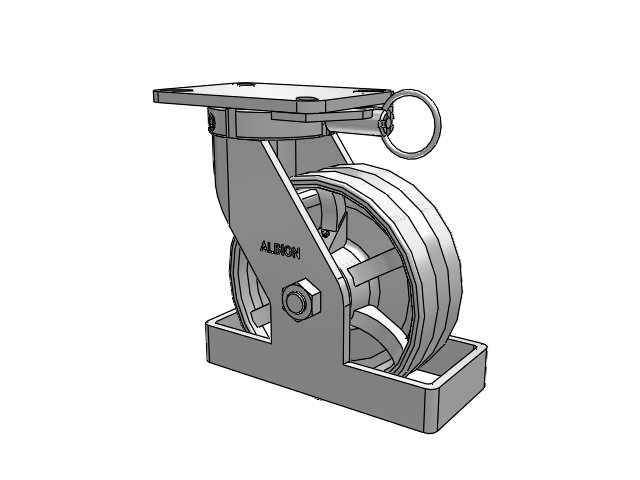 410 Series Top Plate Swivel Caster with 8 x 3 Silver Enamel Paint VG - Cast Iron V-Groove Wheel