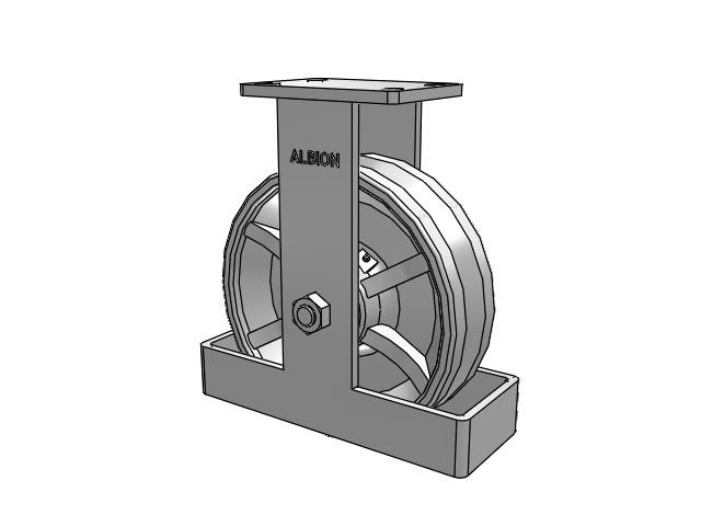 410 Series Top Plate Rigid Caster with 10 x 3 Silver Enamel Paint VG - Cast Iron V-Groove Wheel