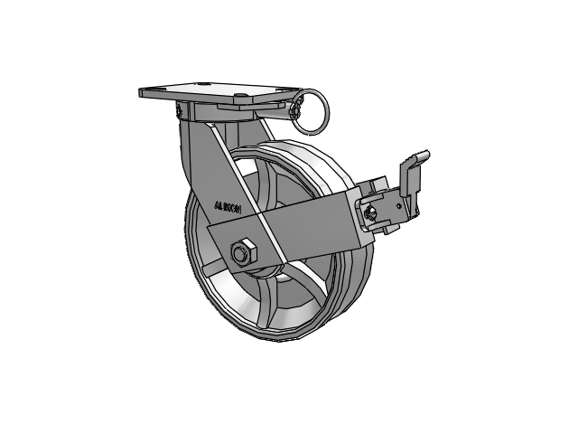 410 Series Top Plate Swivel Caster with 10 x 3 Silver Enamel Paint VG - Cast Iron V-Groove Wheel and Face Brake