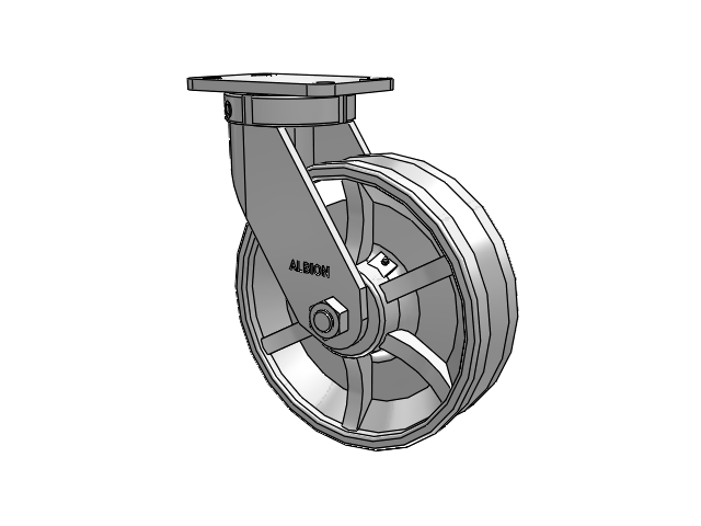 410 Series Top Plate Swivel Caster with 10 x 3 Silver Enamel Paint VG - Cast Iron V-Groove Wheel