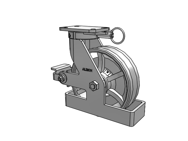 410 Series Top Plate Swivel Caster with 10 x 3 Silver Enamel Paint VG - Cast Iron V-Groove Wheel and Poly Cam Brake