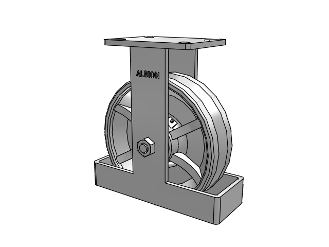 410 Series Top Plate Rigid Caster with 10 x 3 Silver Enamel Paint VG - Cast Iron V-Groove Wheel