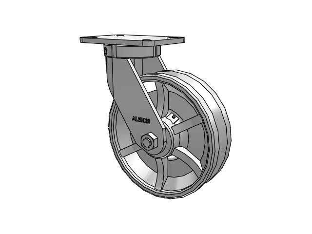 410 Series Top Plate Swivel Caster with 10 x 3 Silver Enamel Paint VG - Cast Iron V-Groove Wheel