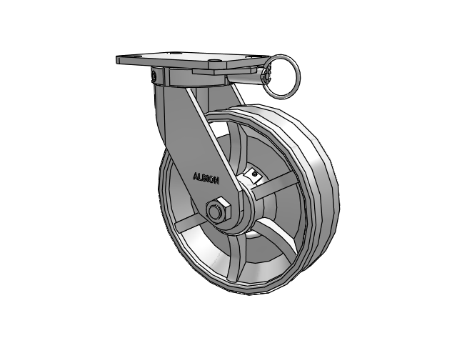 410 Series Top Plate Swivel Caster with 10 x 3 Silver Enamel Paint VG - Cast Iron V-Groove Wheel