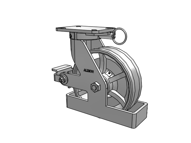 410 Series Top Plate Swivel Caster with 10 x 3 Silver Enamel Paint VG - Cast Iron V-Groove Wheel and Poly Cam Brake
