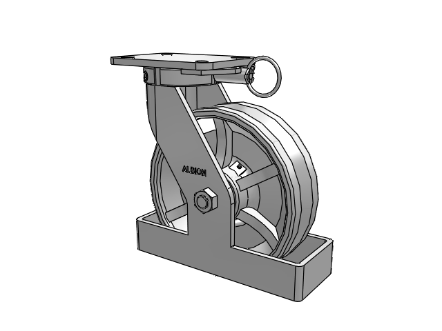 410 Series Top Plate Swivel Caster with 10 x 3 Silver Enamel Paint VG - Cast Iron V-Groove Wheel