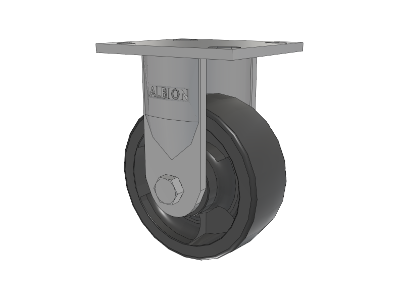 16 Series Top Plate Rigid Caster with 5 x 2 Dark Grey Nylon DT - Heavy Duty Glass-Filled Nylon Wheel