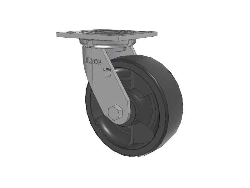 16 Series Top Plate Swivel Caster with 6 x 2 Dark Grey Nylon DT - Heavy Duty Glass-Filled Nylon Wheel