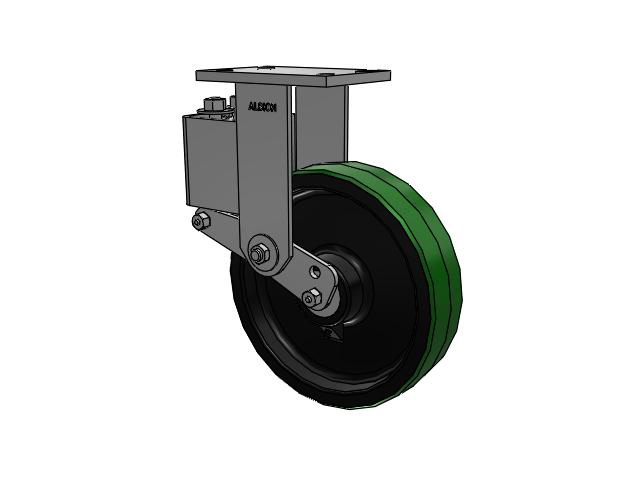 42 Series Top Plate Rigid Caster with 10 x 2.5 Green Tread on Black Cast Iron Core PY - Polyurethane (Cast Iron Core) Wheel