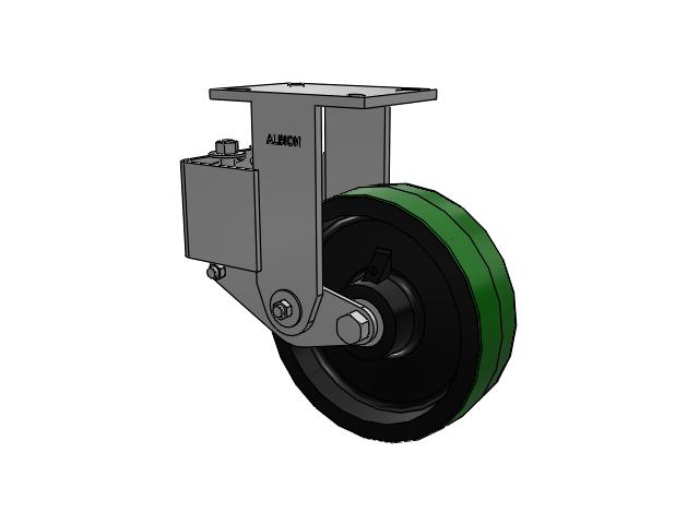 44 Series Top Plate Rigid Caster with 10 x 3 Green Tread on Black Cast Iron Core PY - Polyurethane (Cast Iron Core) Wheel