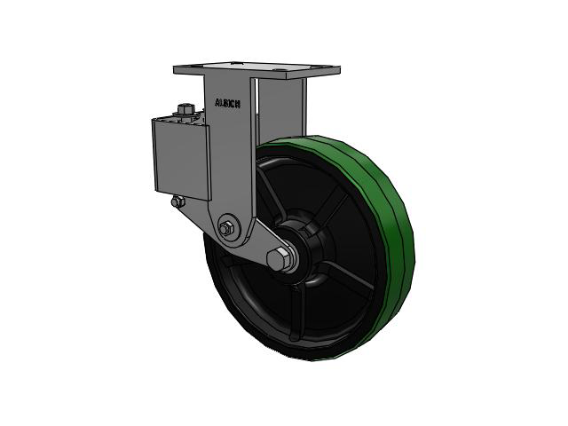 44 Series Top Plate Rigid Caster with 12 x 3 Green Tread on Black Cast Iron Core PY - Polyurethane (Cast Iron Core) Wheel